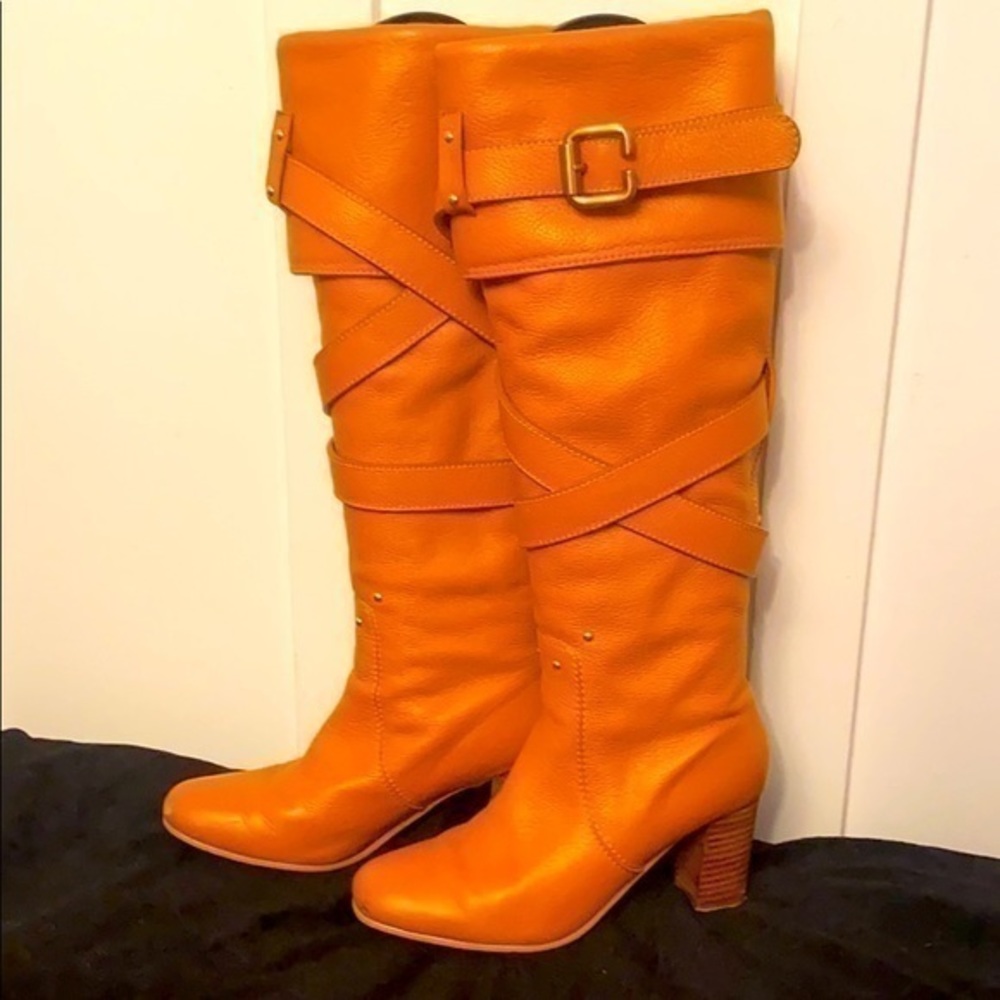 Chloe tall boot with wrap around straps with buckles